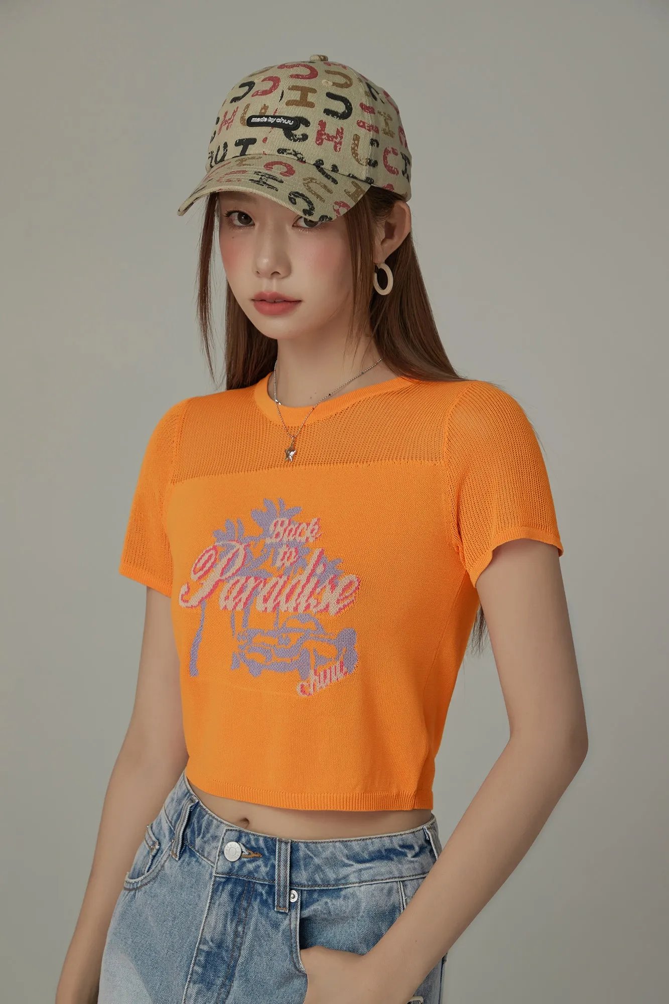 Back To Paradise Knit Neckline Color Cropped Top