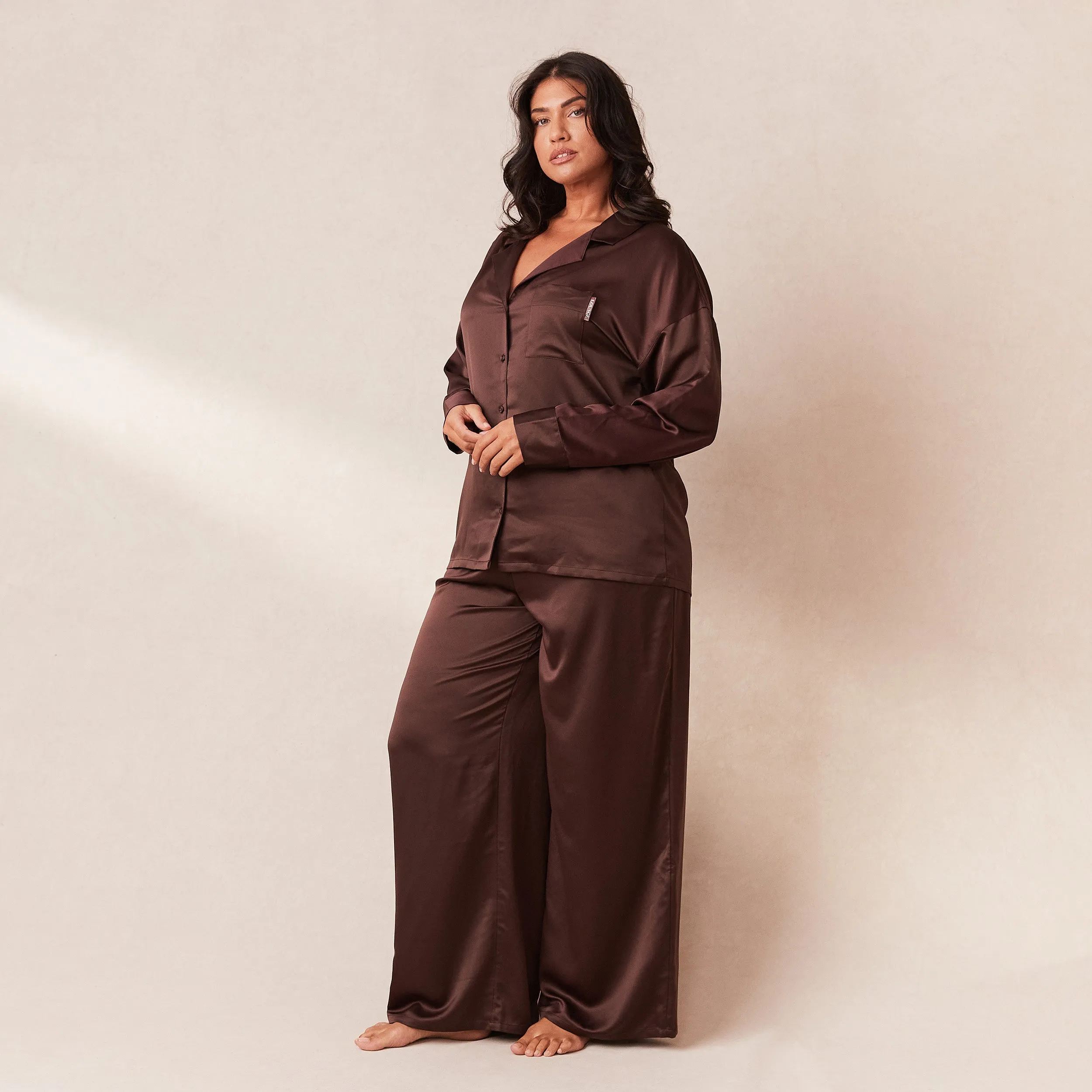 Classic Satin Pajama Pants - Chocolate