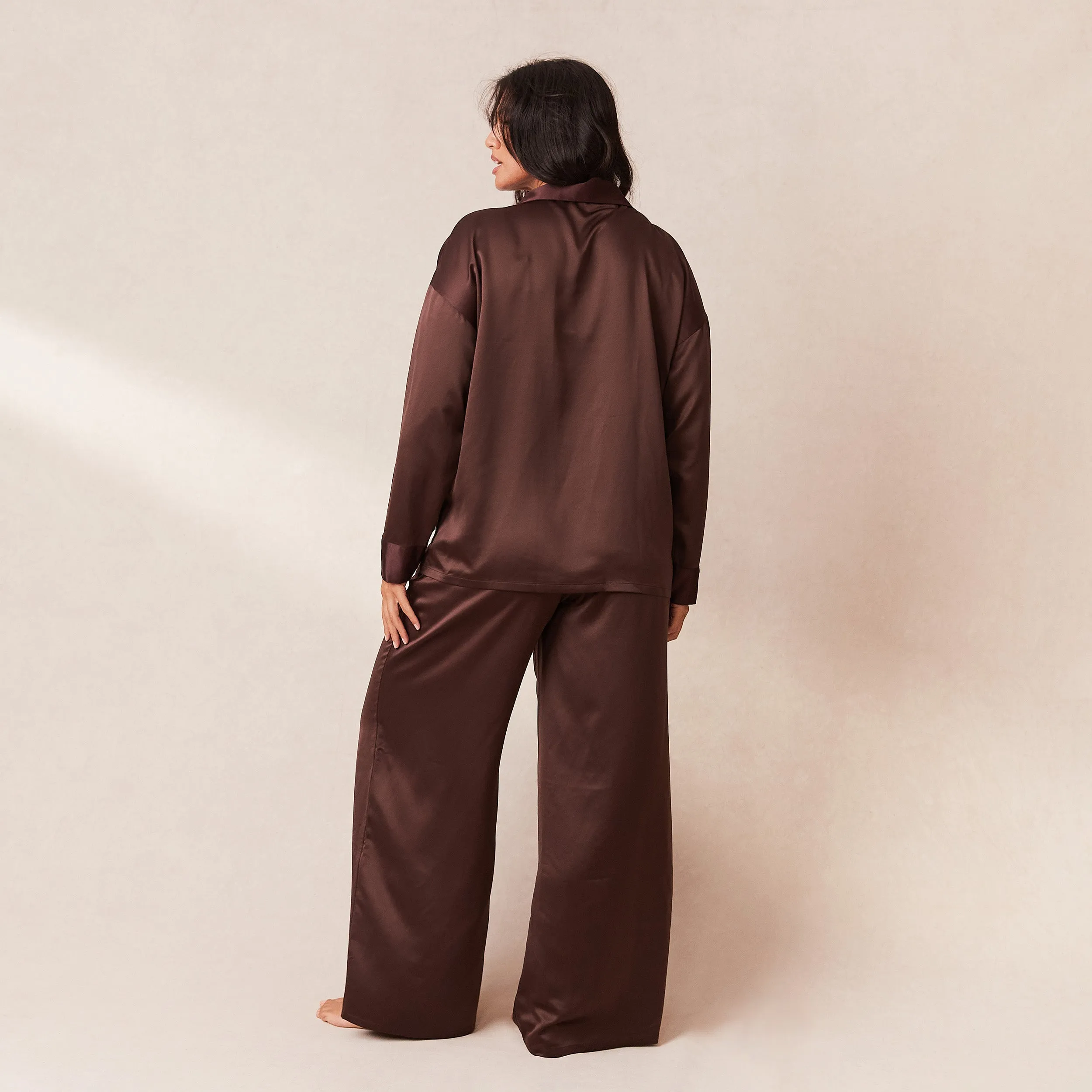 Classic Satin Pajama Pants - Chocolate