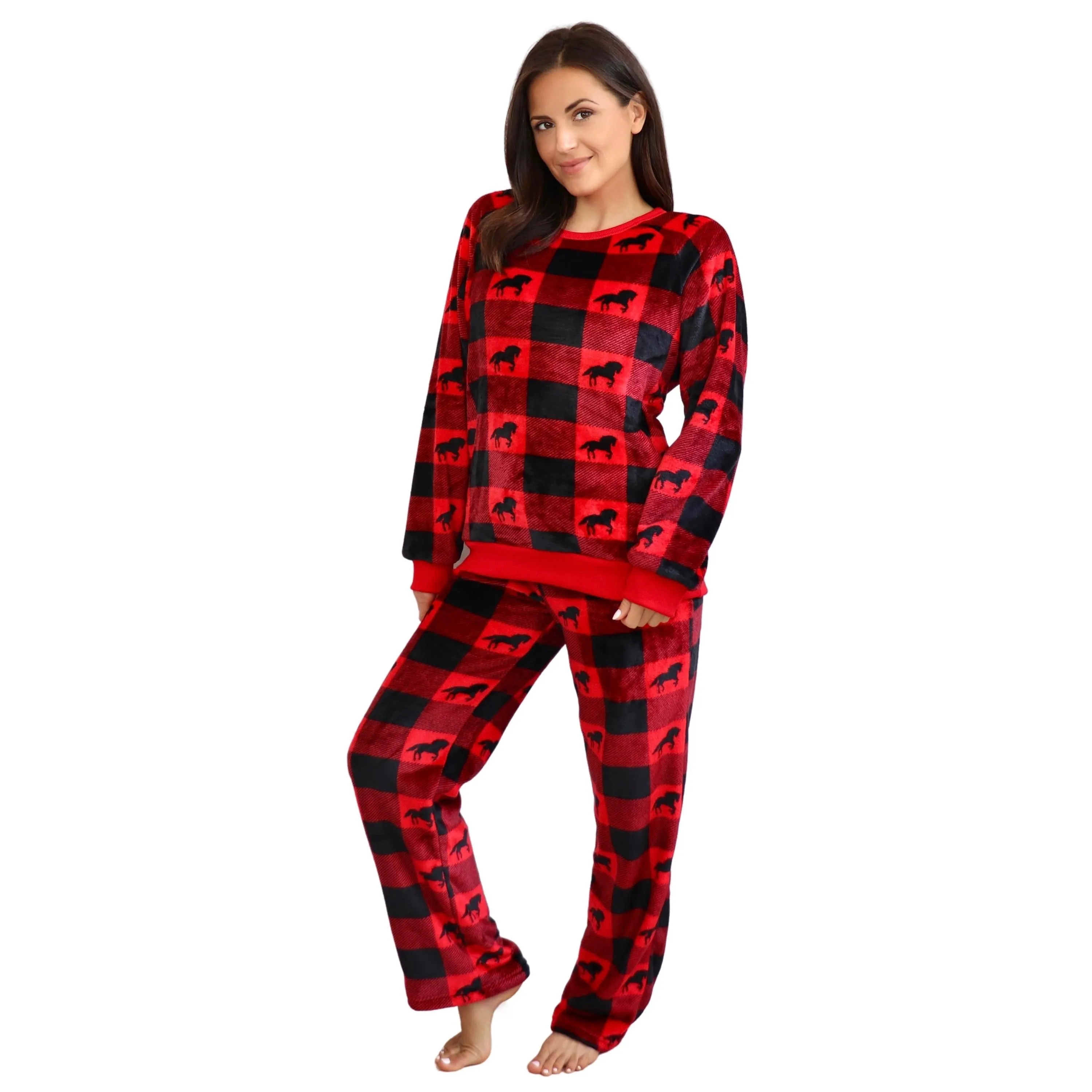 Women's Fleece Plaid Lounge Set